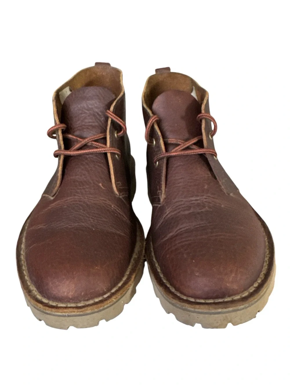 Clarks Overdale Mid Brown Leather Chukka Boots Mens 9 Ortholite Lug Sole